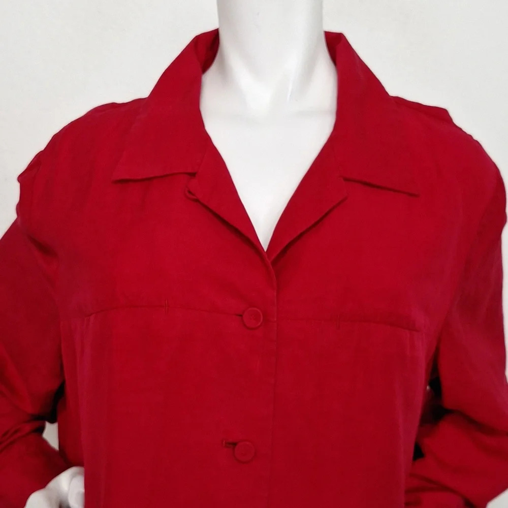 Dana Buchman Red Linen Blend Preppy Button Down Lightweight Jacket Plus Size 16 - Picture 2 of 7